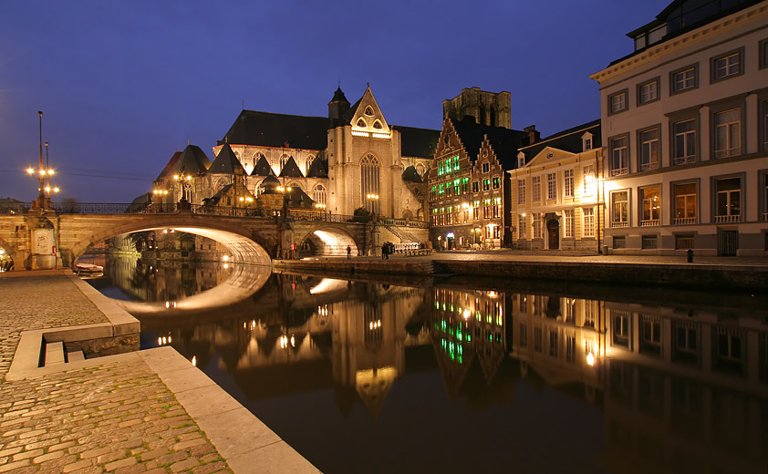 St.- Michielsbrug en St.- Michielskerk, Gent